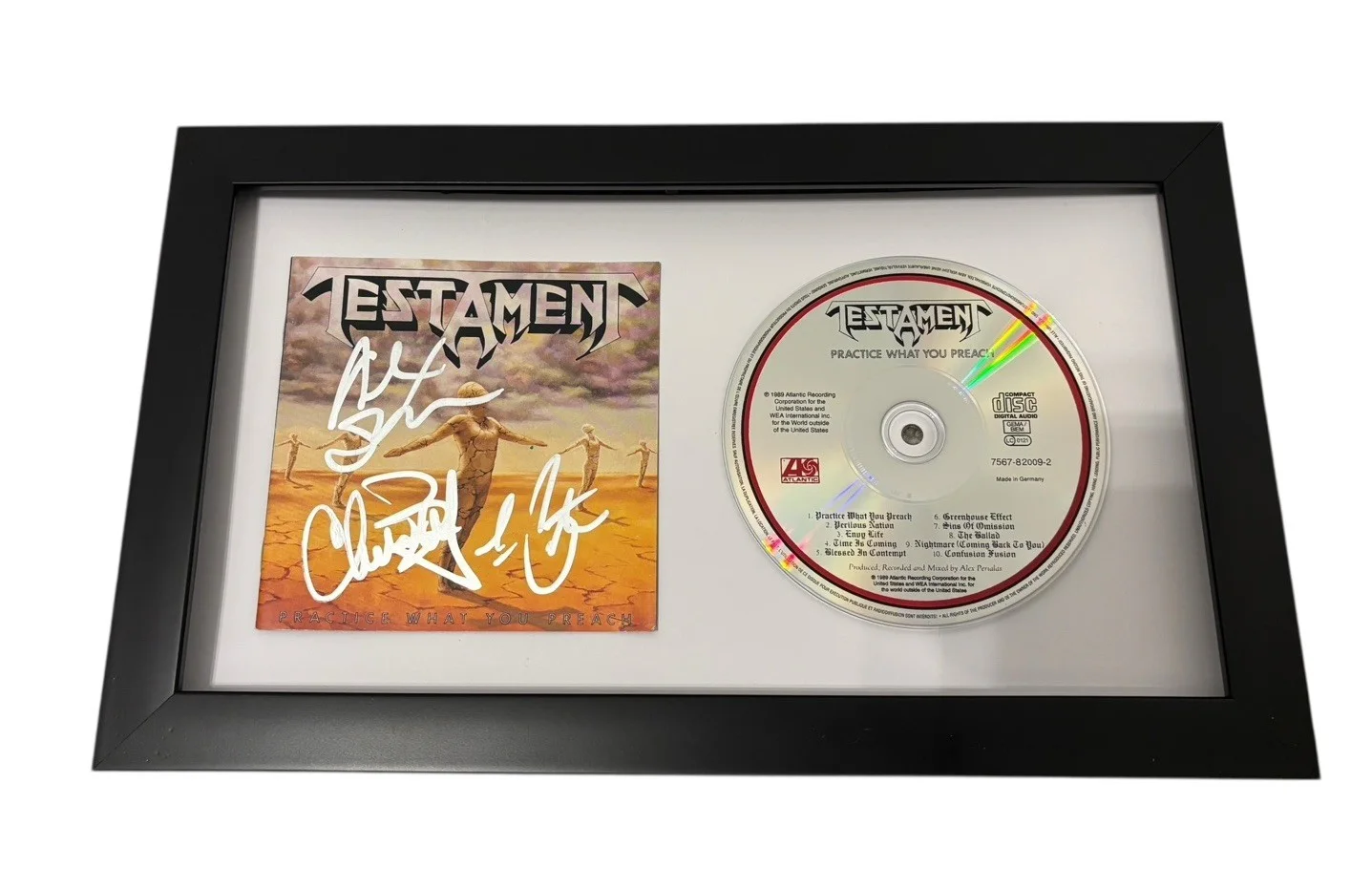 TESTAMENT SIGNED AUTOGRAPH x3 PRACTICE WHAT YOU PREACH FRAMED CD PROOF + JSA COA, image 3