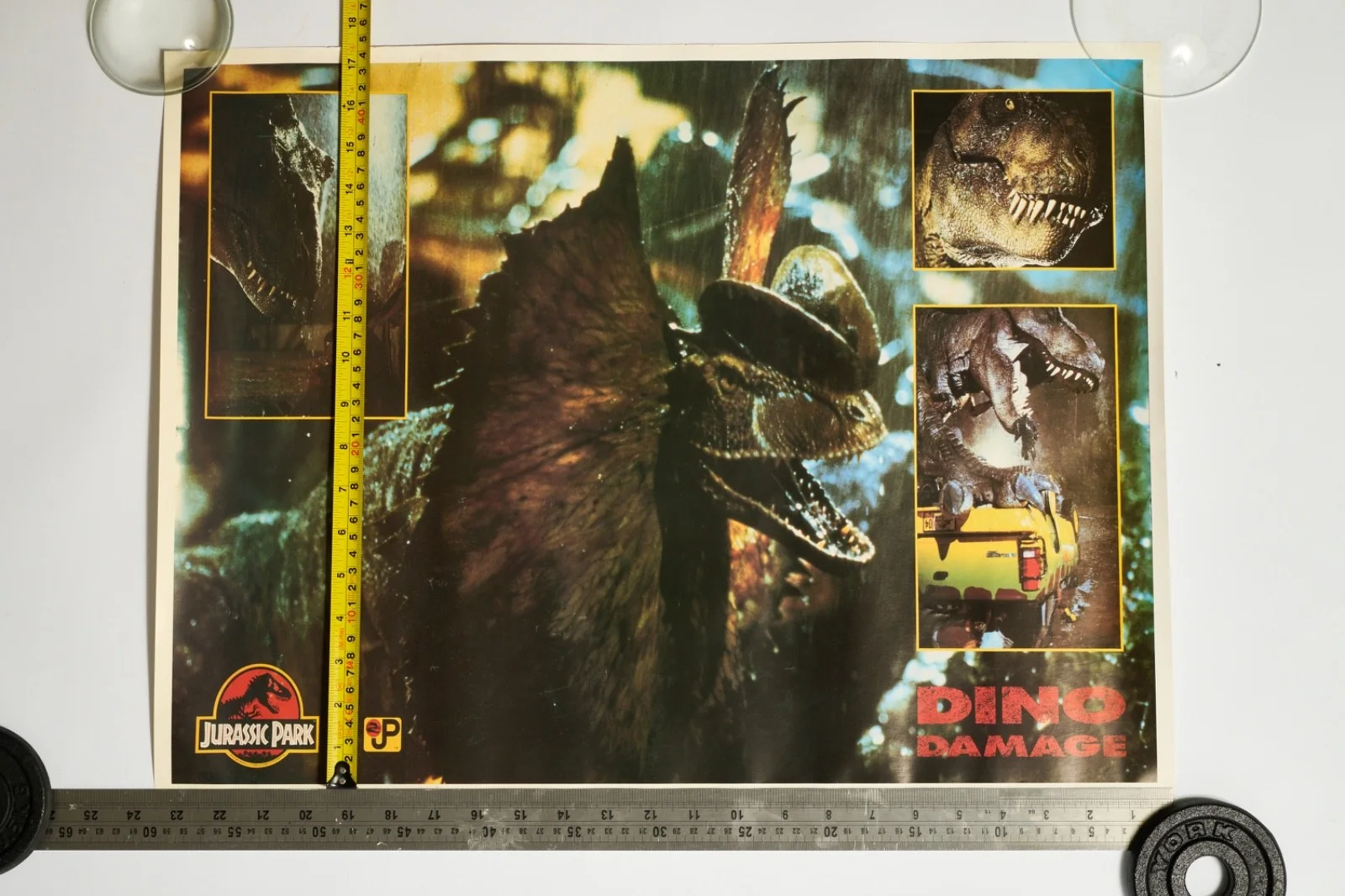 Vintage Jurassic Park Poster 1993 Dino Damage T-Rex Dilophosaurus Amblin Athena, image 2