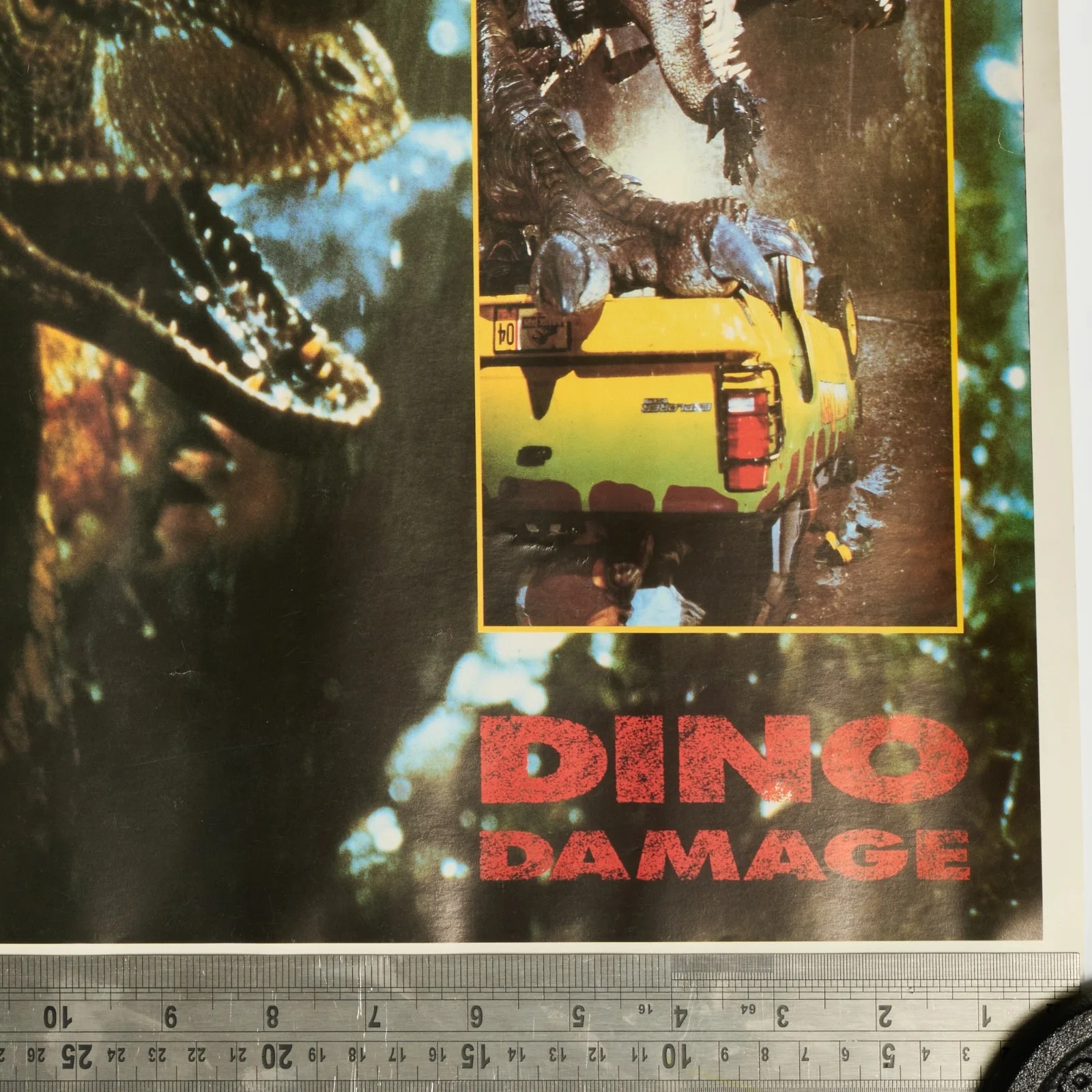 Vintage Jurassic Park Poster 1993 Dino Damage T-Rex Dilophosaurus Amblin Athena, image 3