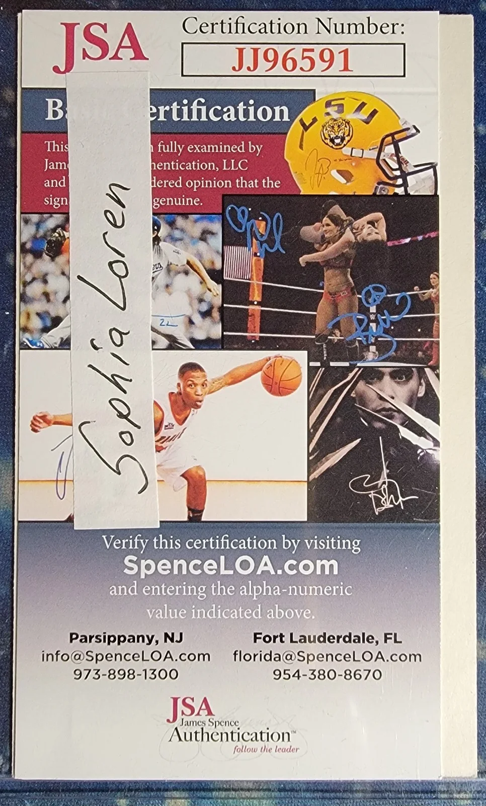 Sophia Loren — Sophia Loren Authentic Signed Index Card W/ ACOA Grumpy Old Men, image 2