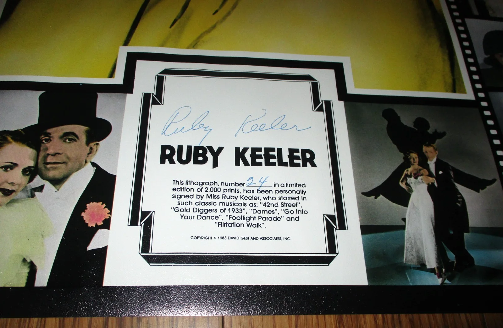 Ruby Keeler Signed David Gest 20" x 25" Print - #24 of 2000 -Famed Early Actress, изображение 2
