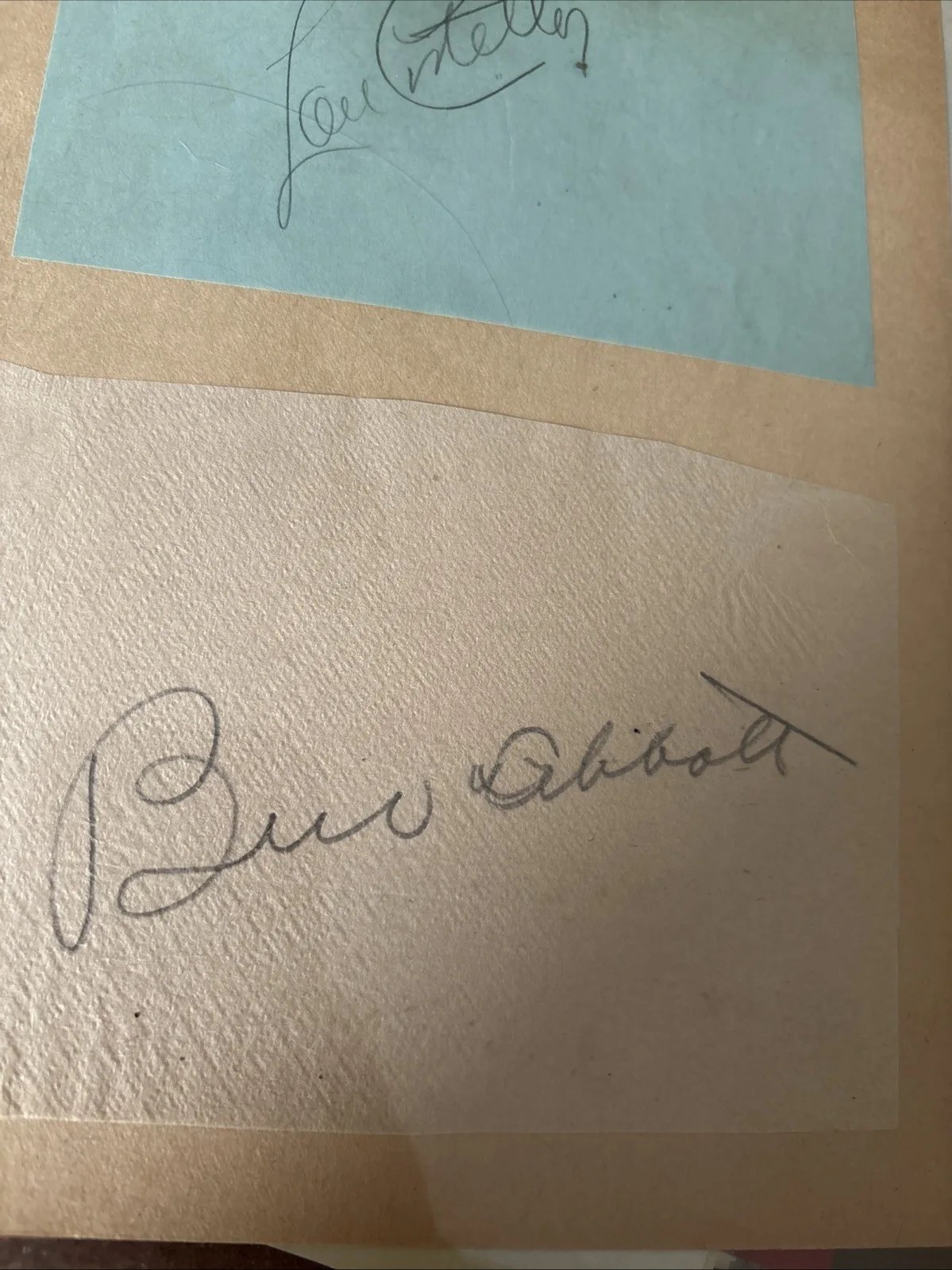 Lou Costello, Bud Abbott — Lou Costello & Bud Abbott Vintage Cut Signatures Affixed To Paper + COA, image 2