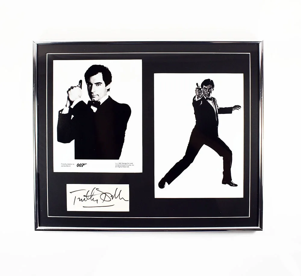 timothy dalton — Timothy Dalton James Bond Framed Display Autographed Signed Cut w Photo PSA/DNA