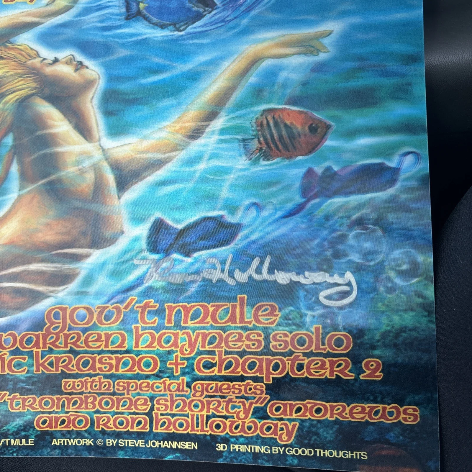 Govt Mule Island Exodus 2011 Concert Art Signed Poster Limited Holographic music, image 3