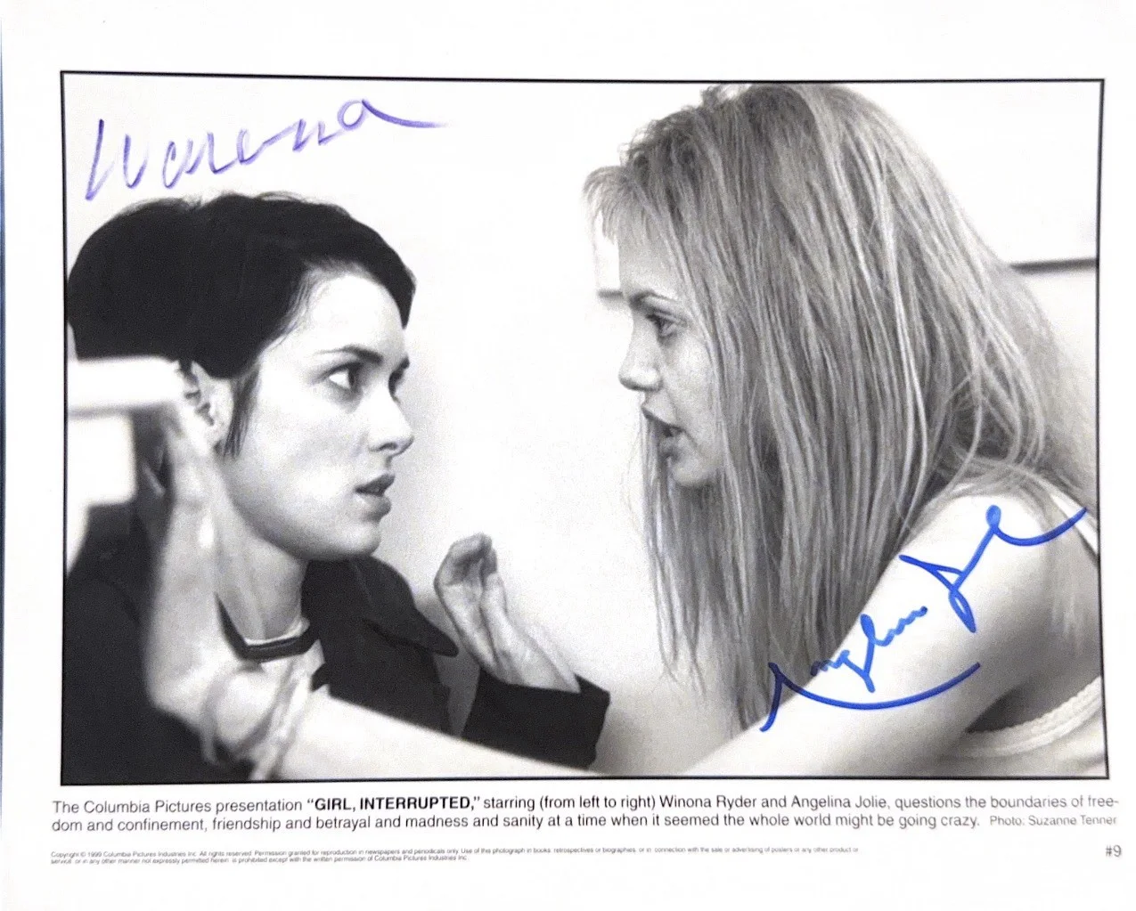 Winona Ryder And Angelina Jolie — ORIGINAL ANGELINA JOLIE & WINONA RYDER SIGNED GIRL INTERRUPTED PHOTO