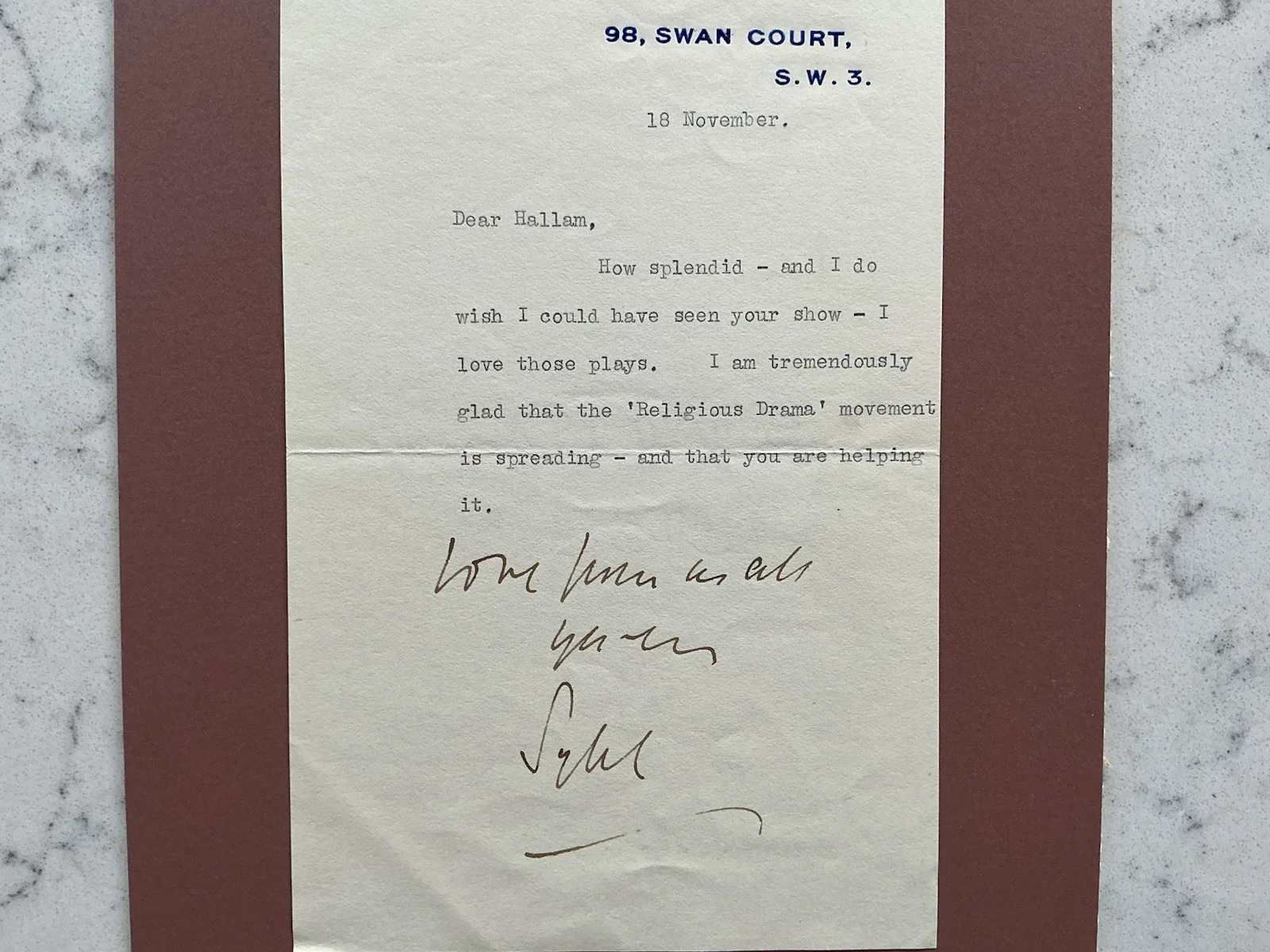 DAME SYBIL THORNDIKE STAGE ACTRESS SIGNED TLS AUTOGRAPHED LETTER 1938, изображение 2