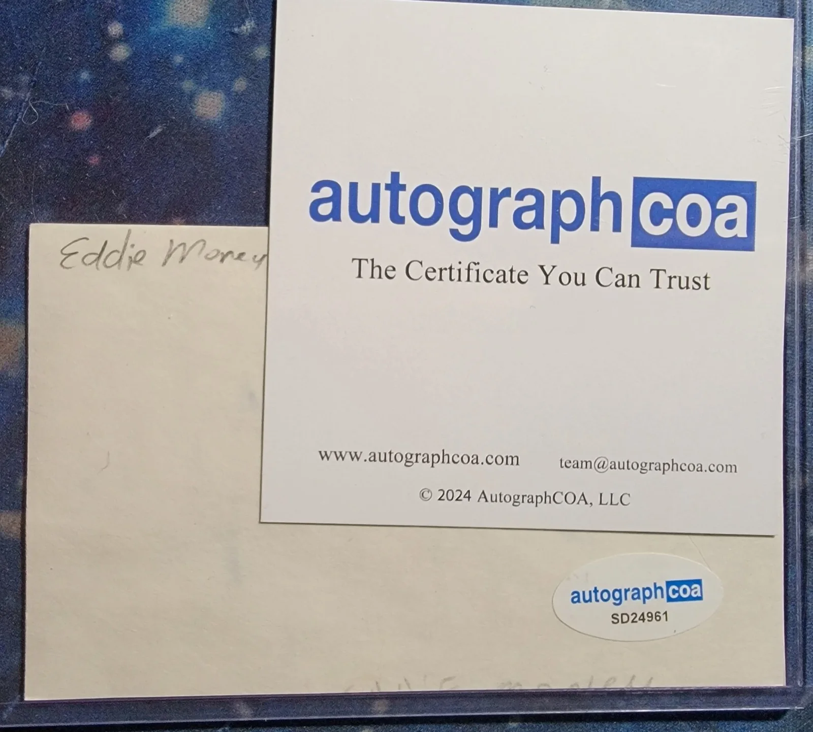 Eddie Money — Eddie Money Authentic Signed Index Card W/ ACOA Take Me Home Tonight, image 4