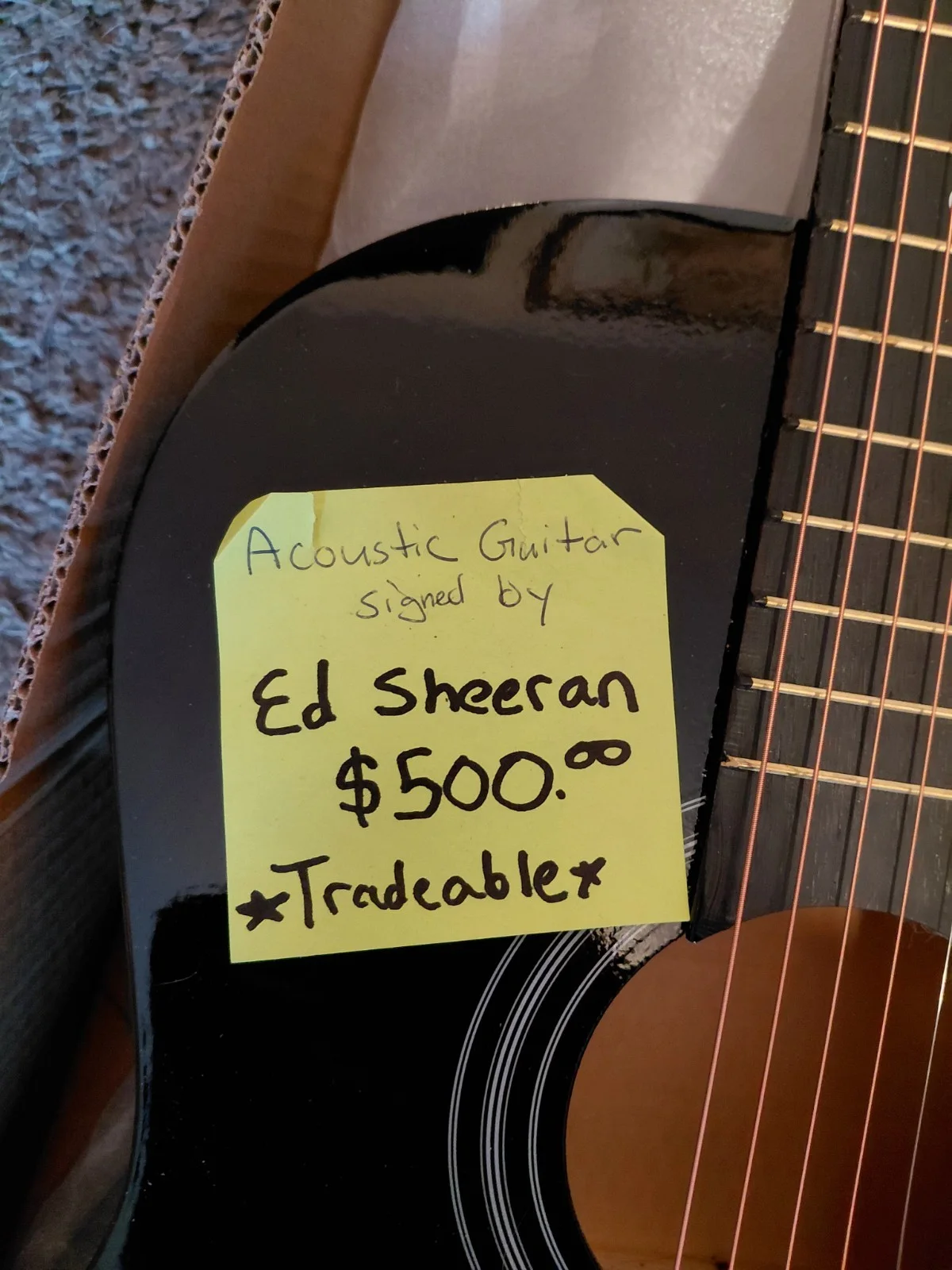 Ed Sheeran Signed Autograph Custom Acoustic Guitar JSA COA, image 3