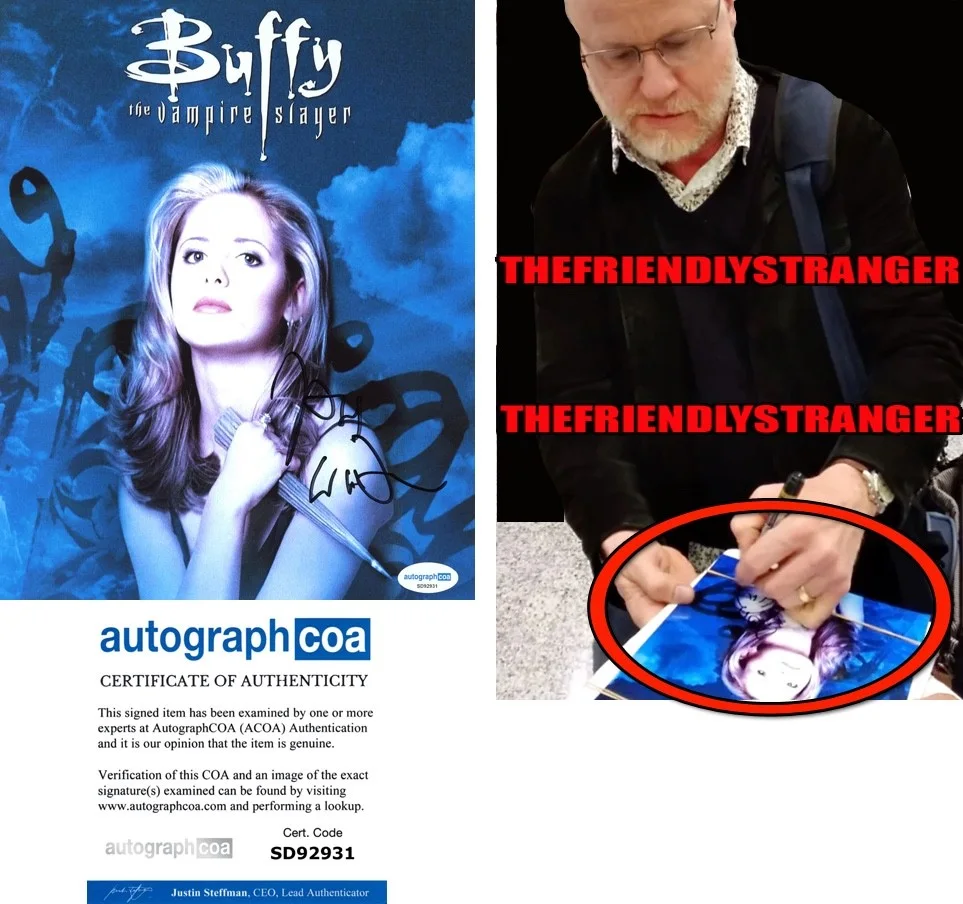 JOSS WHEDON — Joss Whedon signed "BUFFY VAMPIRE THE SLAYER" 8x10 Photo EXACT PROOF c ACOA COA
