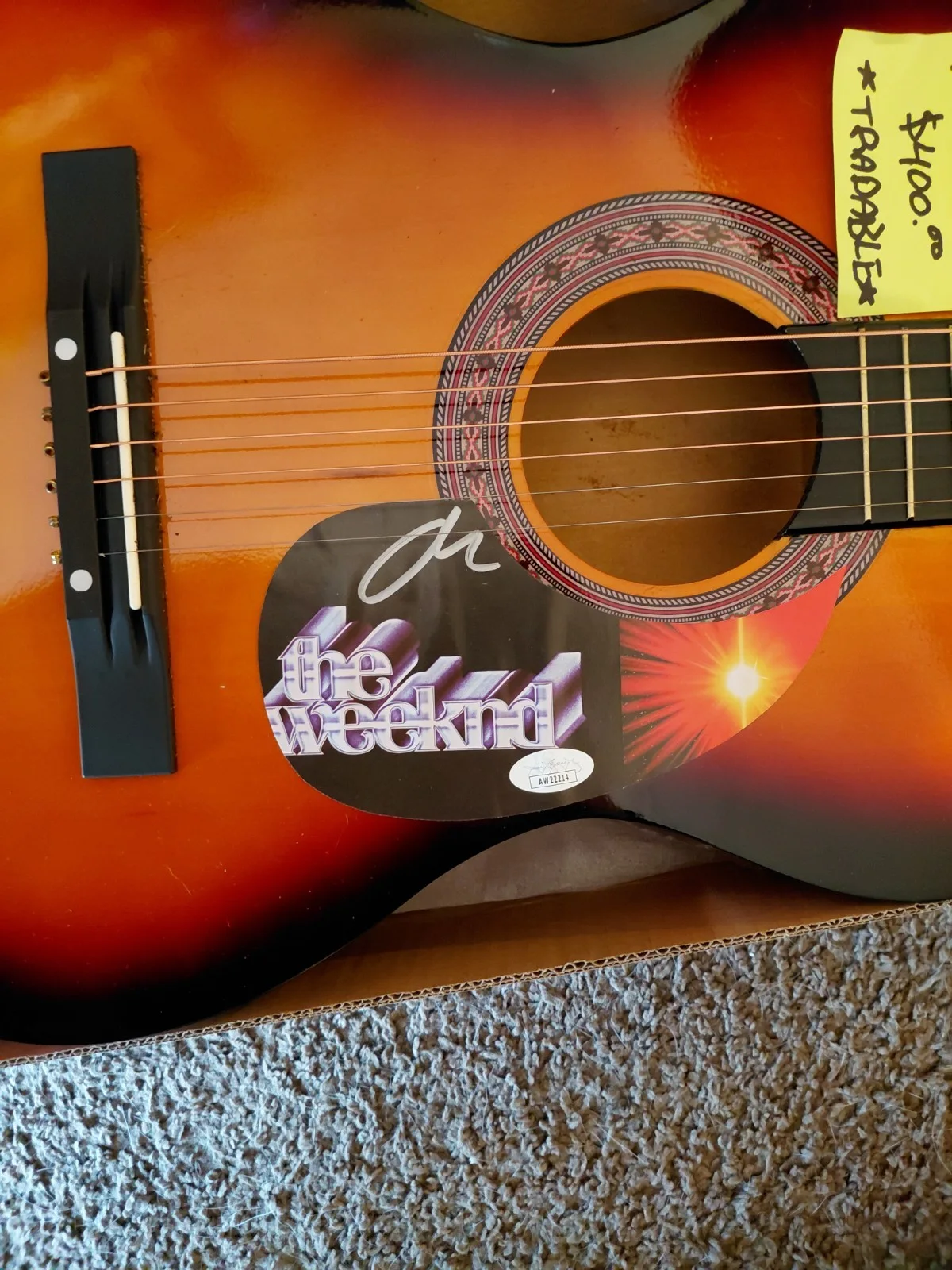 38 Acoustic Guitar Signed by The Weekend Band JSA COA Autographed, image 4