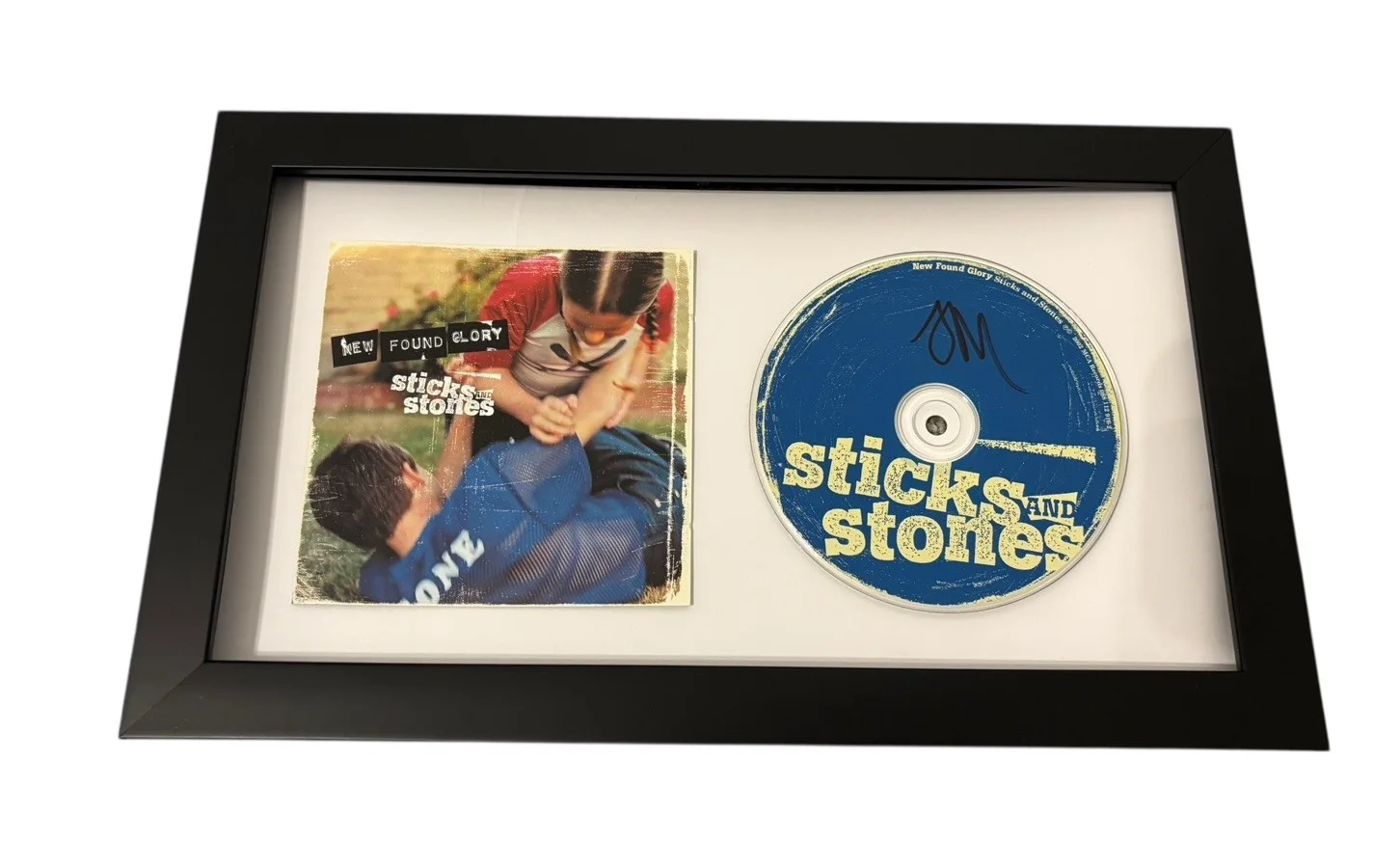 NEW FOUND GLORY SIGNED AUTOGRAPH STICKS & STONES FRAMED CD JORDAN PUNDIK JSA COA, image 3
