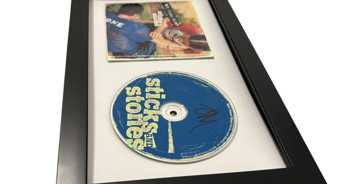 NEW FOUND GLORY SIGNED AUTOGRAPH STICKS & STONES FRAMED CD JORDAN PUNDIK JSA COA, image 5
