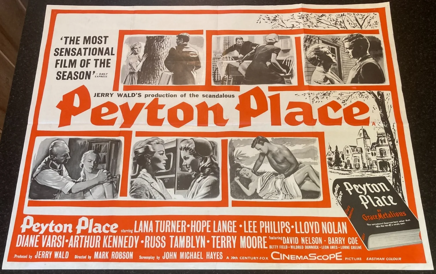 PEYTON PLACE 1957 Original Cinema UK Quad Movie POSTER Lana Turner Chantrell, изображение 2