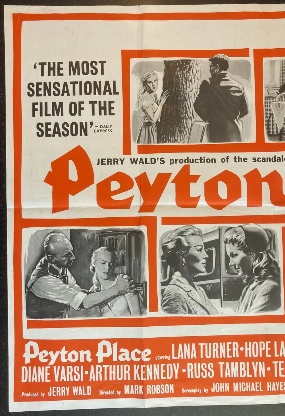 PEYTON PLACE 1957 Original Cinema UK Quad Movie POSTER Lana Turner Chantrell, изображение 3