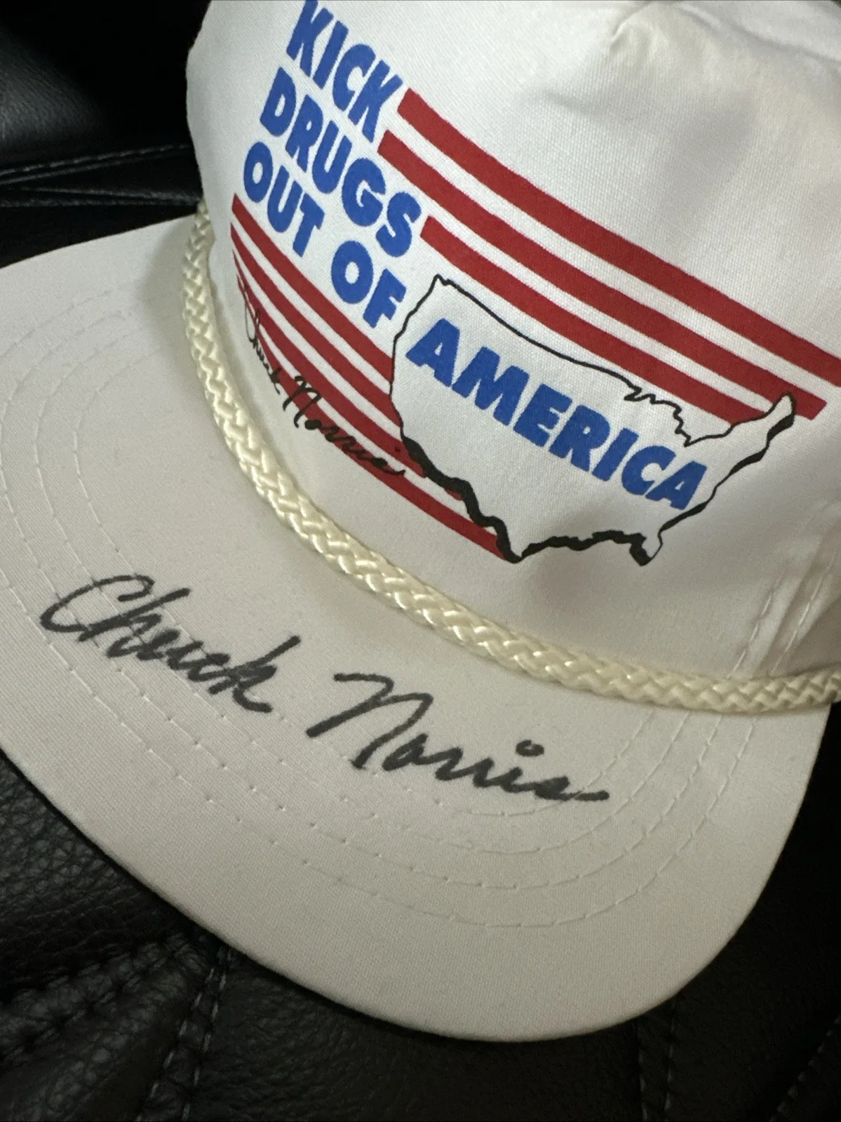 Vintage - Chuck Norris AUTOGRAPHED Hat - Kick Drugs Out Of America - Never Worn!, изображение 2