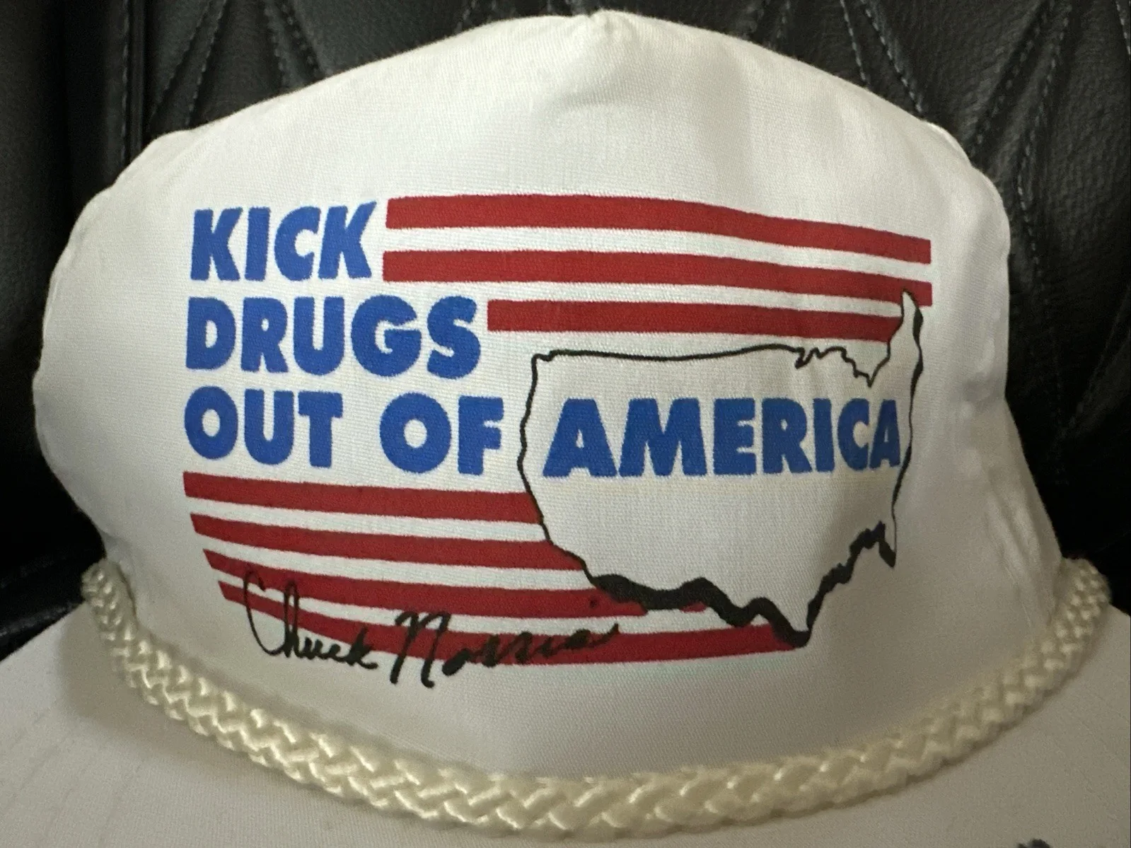 Vintage - Chuck Norris AUTOGRAPHED Hat - Kick Drugs Out Of America - Never Worn!, изображение 4