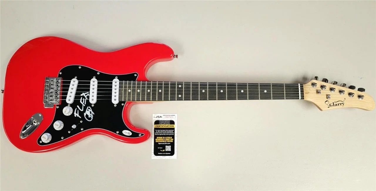 Flea signed Full Size Glarry Electric Guitar autograph Red Hot Chili Peppers JSA, изображение 2