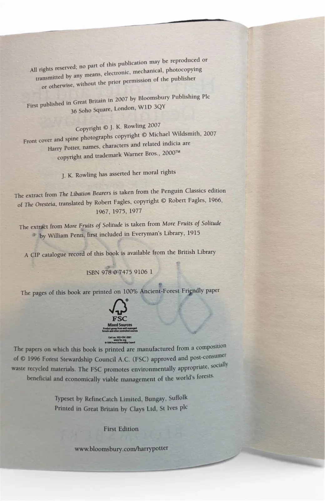 J. K. Rowling Signed Harry Potter and the Deathly Hallows 1st Edition Book, image 3