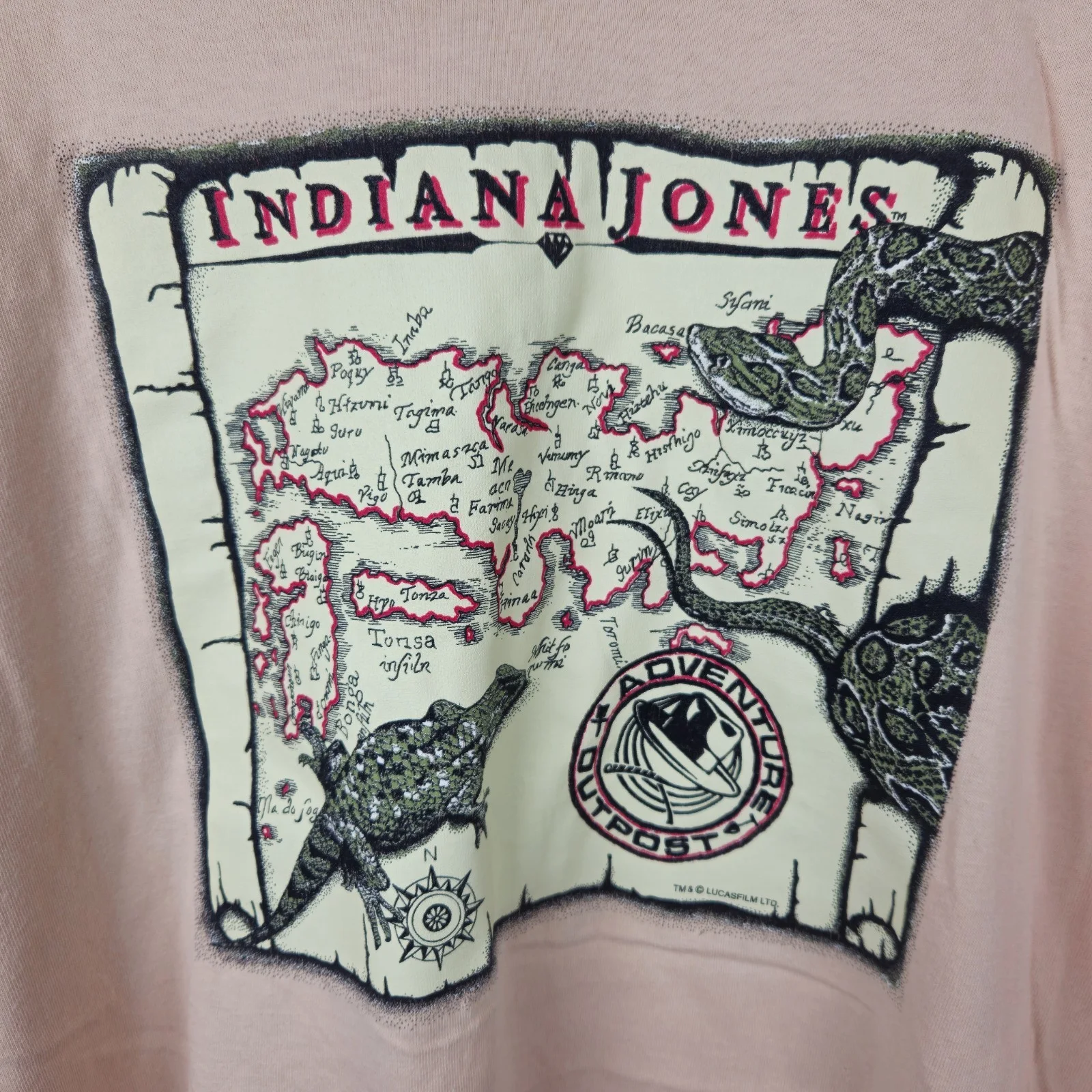 Indiana Jones T-Shirt Large 1990s Vintage HRLA USA Adventure Outpost, изображение 2
