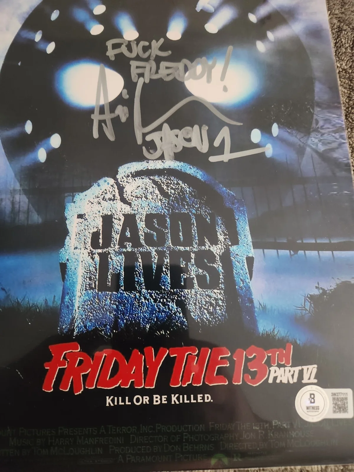 Jason 1 — Friday the 13th Part VI Jason Lives autographed Poster Beckett Authenticated