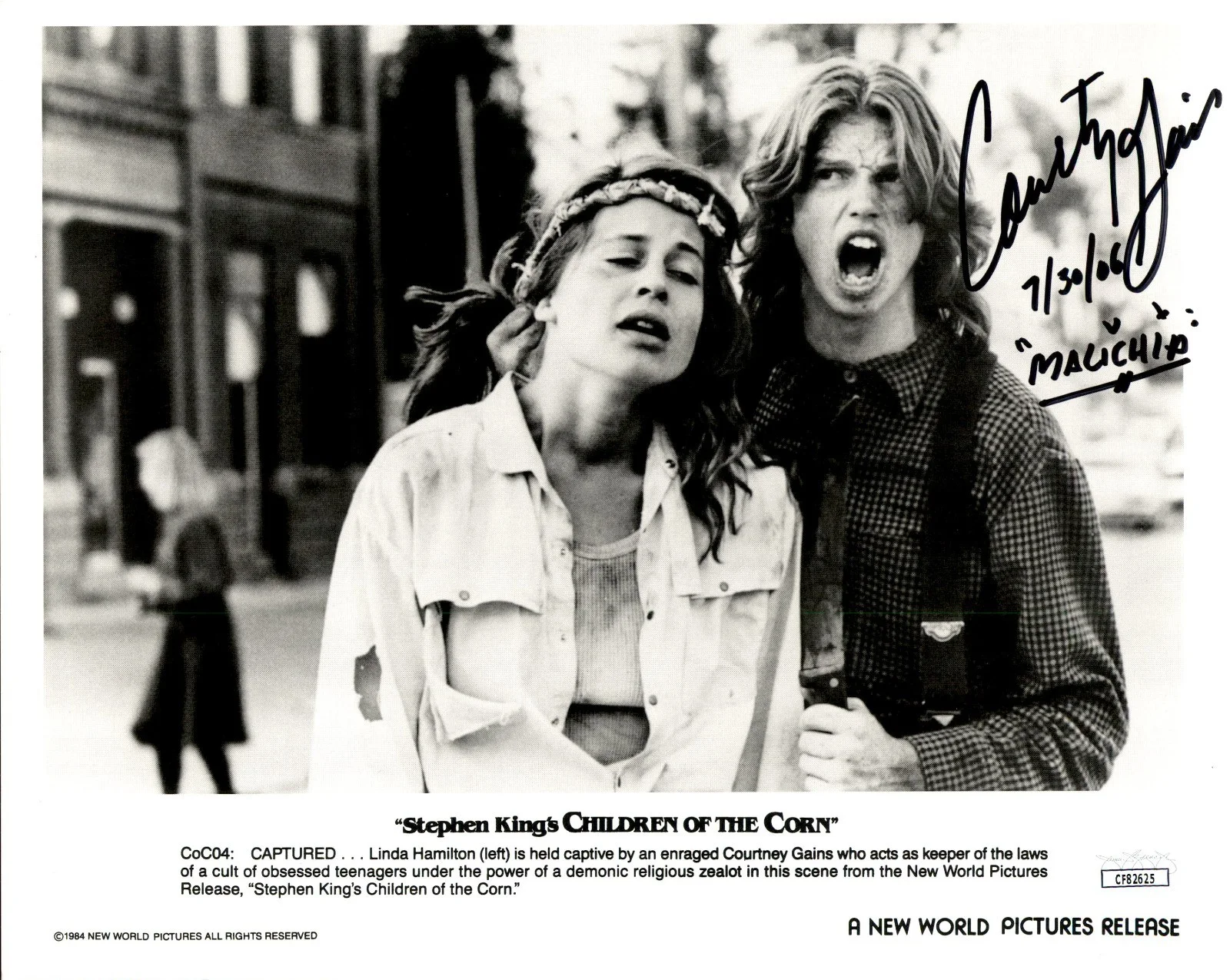 Courtney Gains — Courtney Gains Signed Inscribed Children Of The Corn Promo 8x10 Photo JSA COA