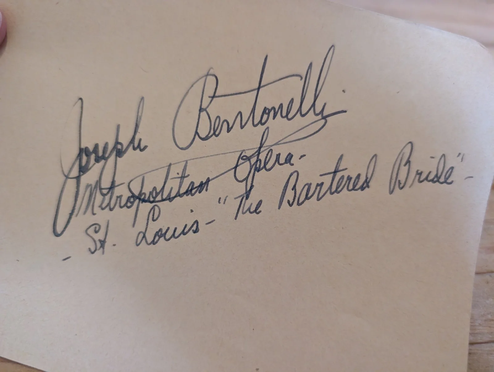 Joseph Bentonelli Autograph Opera Singer Metropolitan Opera Bartered Bride 1930s, image 2