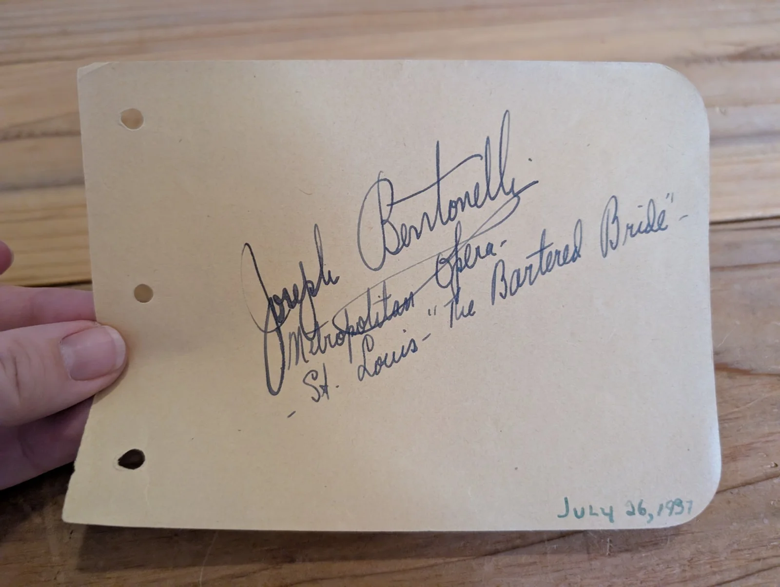 Joseph Bentonelli Autograph Opera Singer Metropolitan Opera Bartered Bride 1930s, image 5