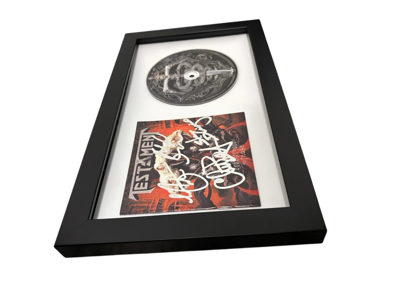 TESTAMENT SIGNED AUTOGRAPH BROTHERHOOD SNAKE FRAMED CD CHUCK +3 w/ PROOF JSA COA, image 4