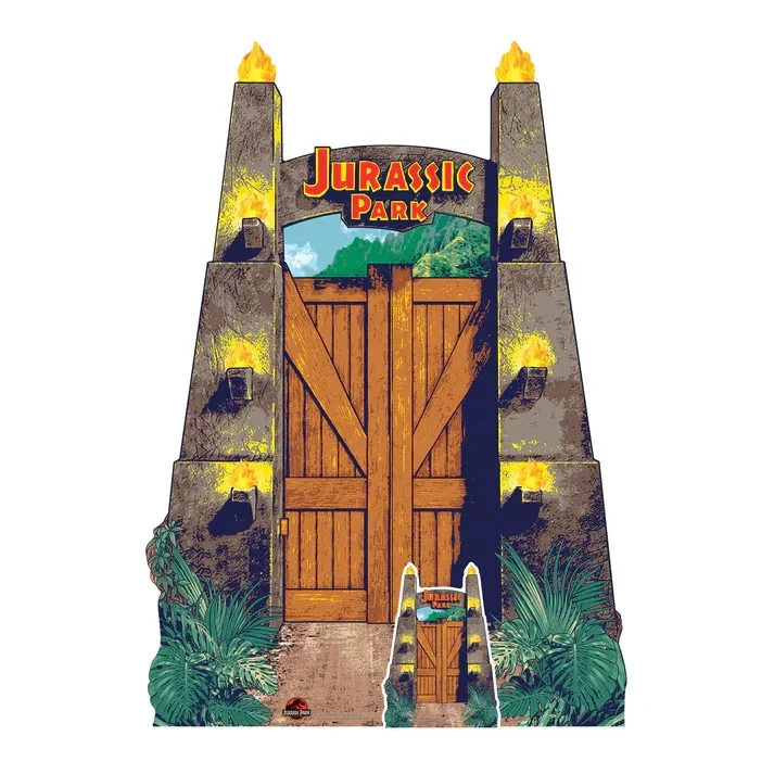 Raptor Blue and Jurassic Park Gate Cardboard Cutouts Set of 2 Standees *Damaged*, изображение 3