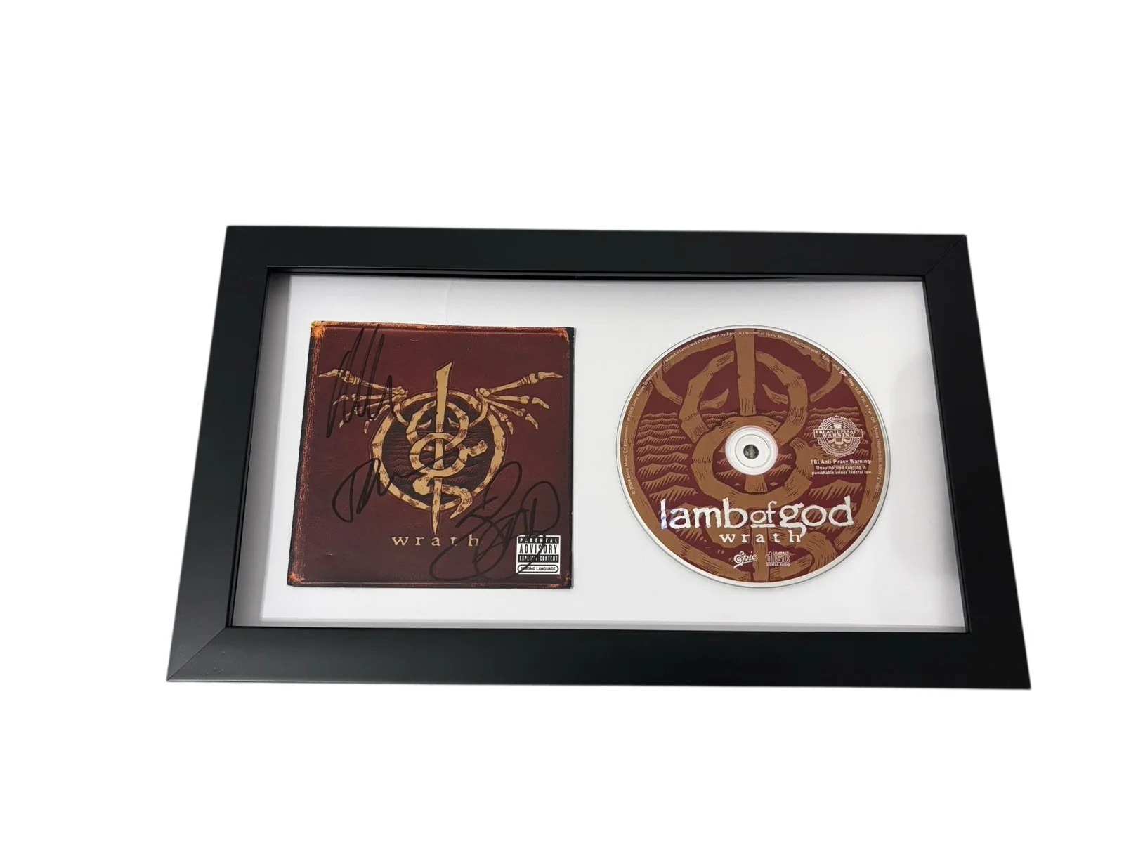 LAMB OF GOD SIGNED AUTOGRAPH x3 WRATH FRAMED MATTED CD RANDY +2 w/ PROOF JSA COA, изображение 3