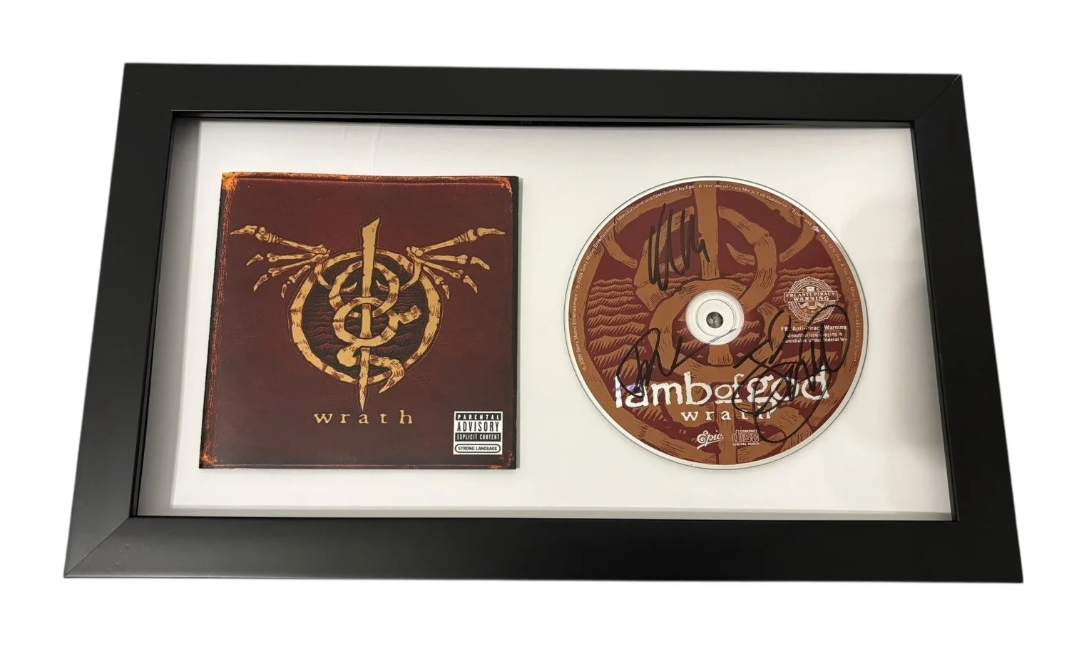 LAMB OF GOD SIGNED AUTOGRAPH x3 WRATH FRAMED MATTED CD RANDY +2 w/ PROOF JSA COA, изображение 4