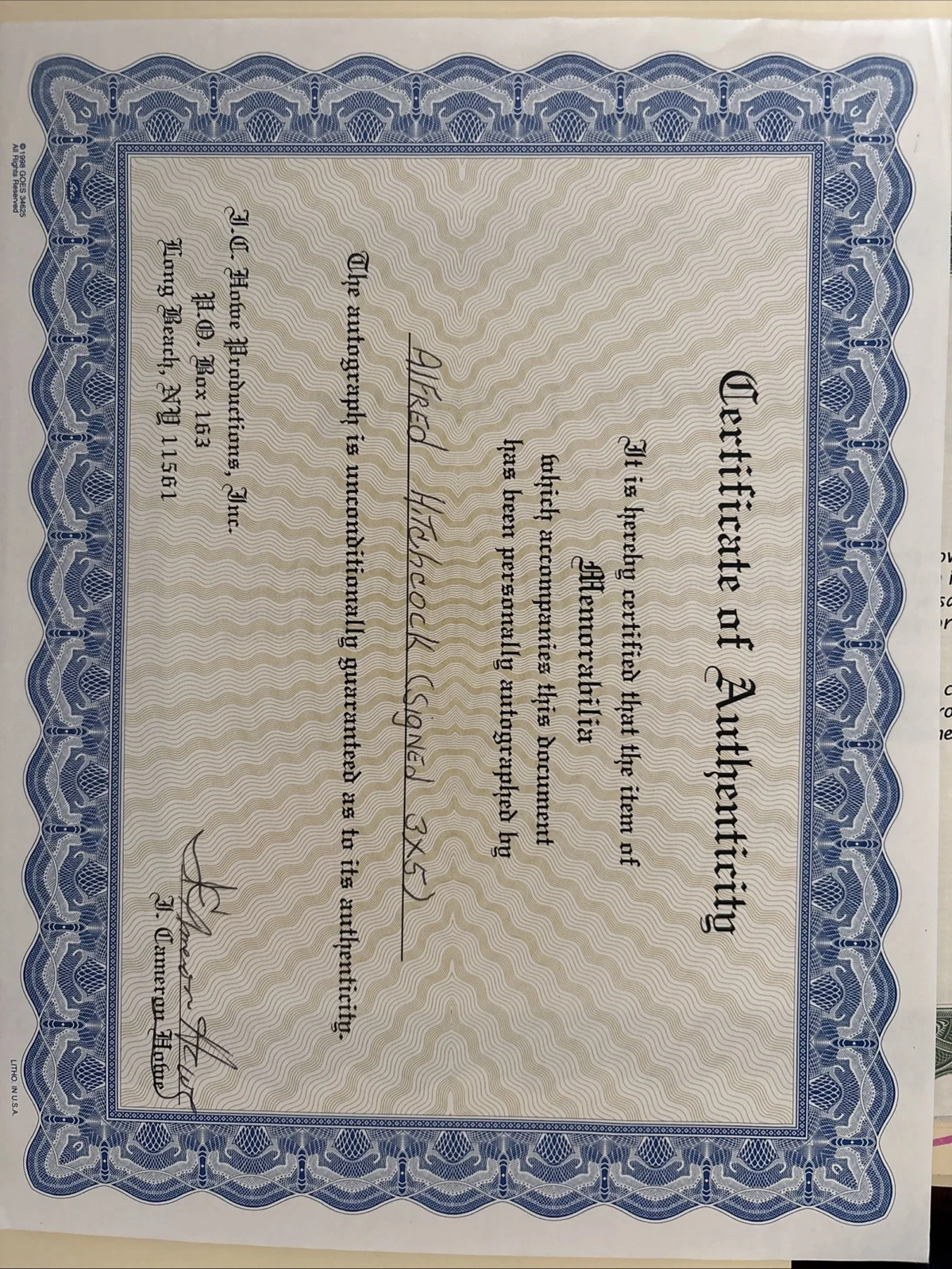 Alfred Hitchcock — Alfred Hitchcock’s Autograph With Picture COA, изображение 4