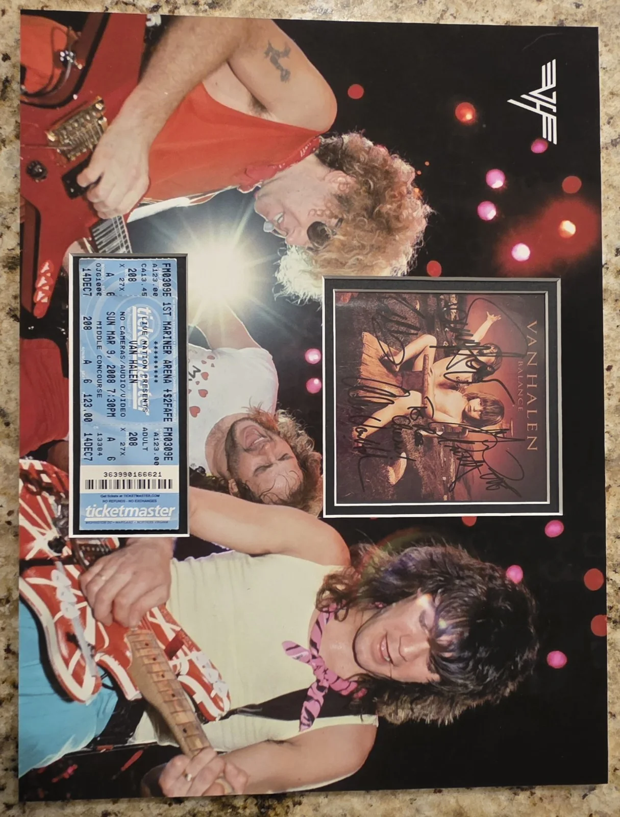 Van Halen Band Signed Eddie, Sammy + CD JSA LOA 12x16 Custom Matte W/Concert Tix, image 2