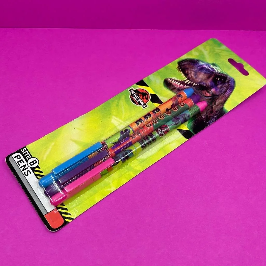 Vintage Jurassic Park Lost World Carded Pens Set Movie Film Merchandise 90s 1996, изображение 2