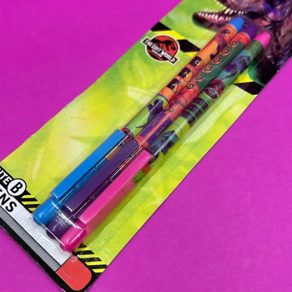 Vintage Jurassic Park Lost World Carded Pens Set Movie Film Merchandise 90s 1996, изображение 3