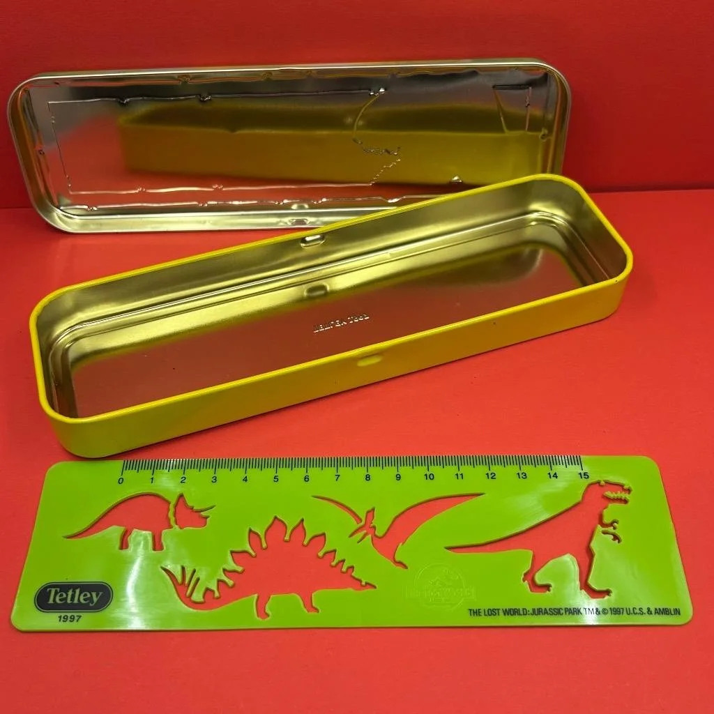 Vintage Jurassic Park Movie Film Lost World Pencil Case Tin Merchandise 90s 1997, изображение 2