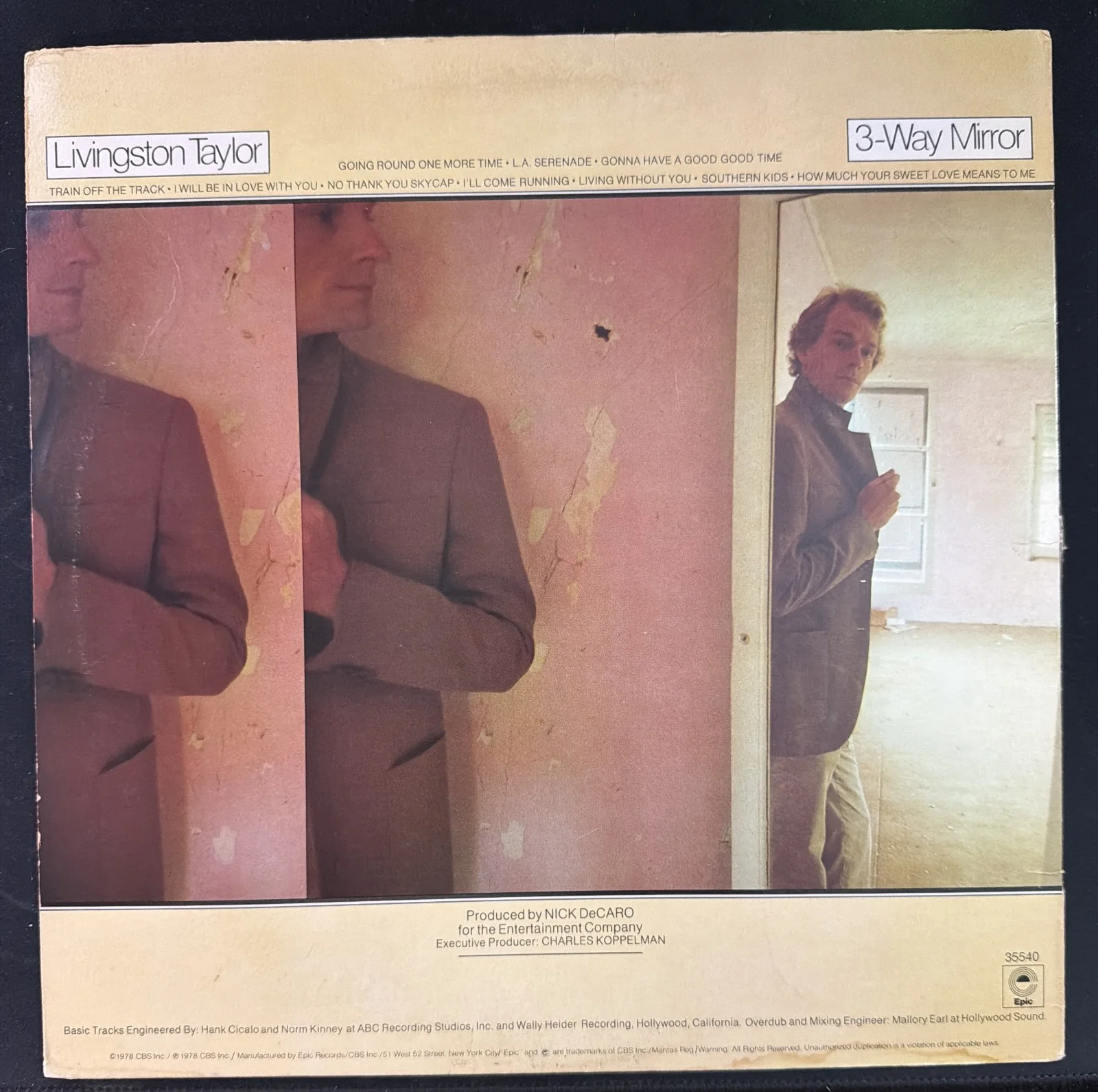 SIGNED Livingston Taylor 3-Way Mirror Vinyl LP Record VG+EX Vinyl VG Cover, изображение 2