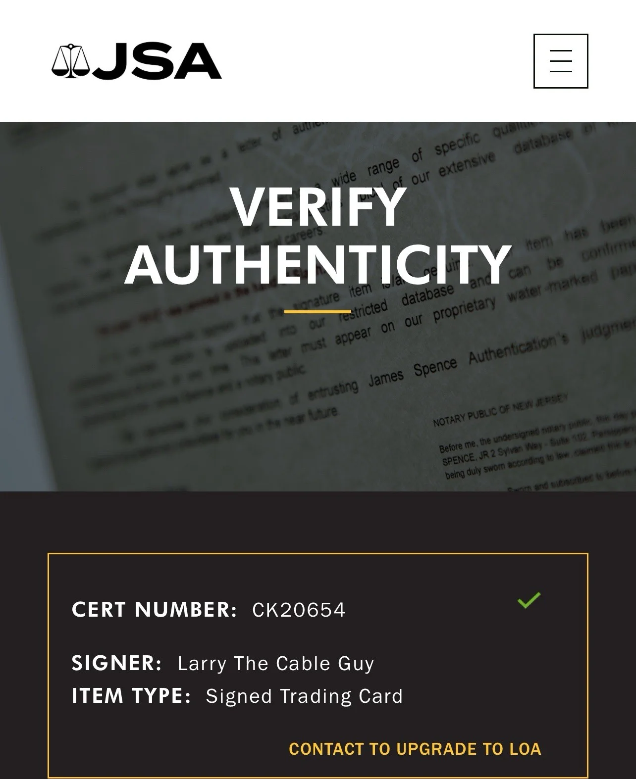 Larry The Cable Guy — Larry The Cable Guy Signed Card Disney Mater JSA COA IP Auto Autographed a, image 3