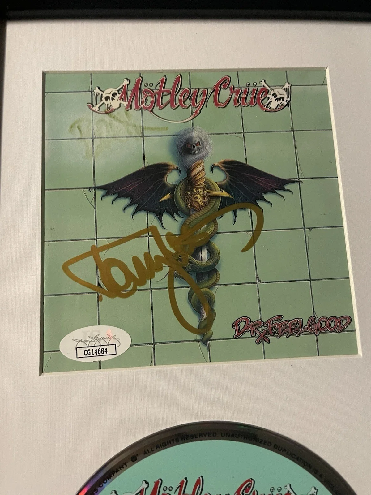 Tommy Lee signed Framed Dr Feelgood Autographed MOTLEY CRUE JSA COA, image 2