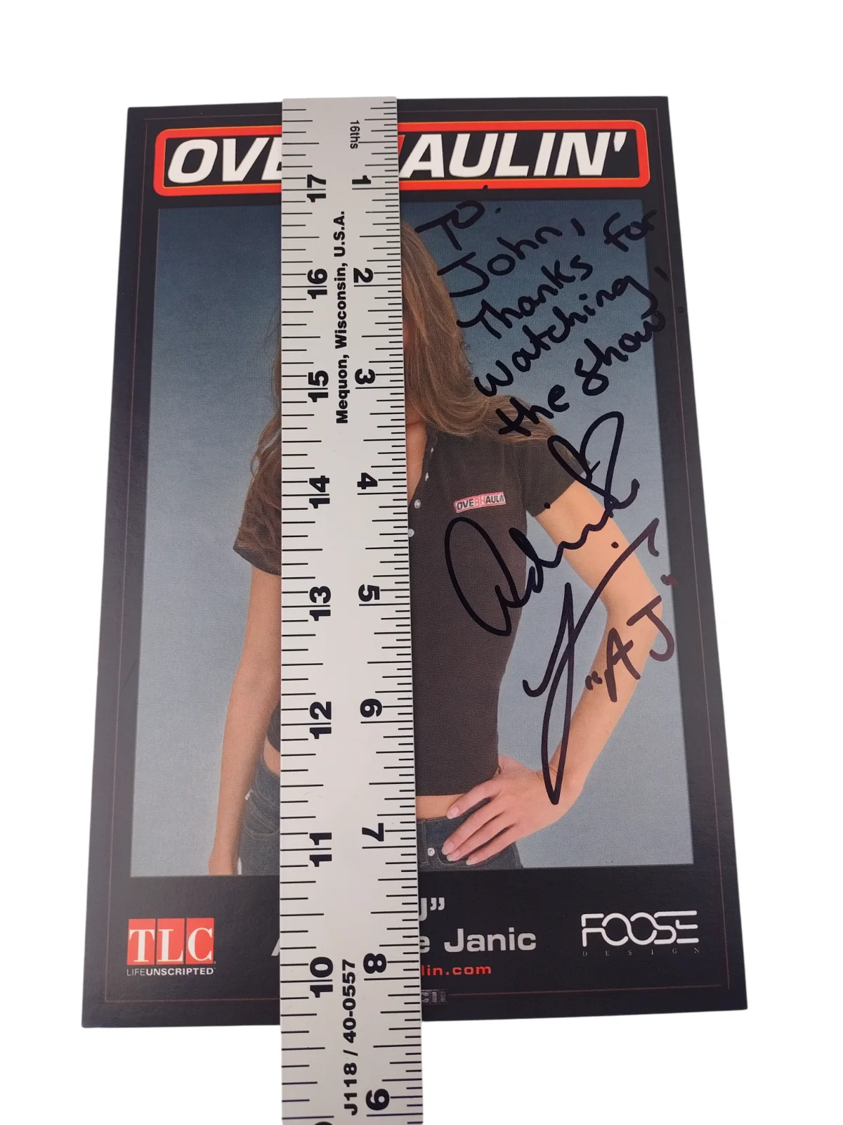 ADRIENNE JANIC — Adrienne Janic AJ Signed Autographed Overhaulin 5.5"x8.5" TLC Foose Postcard, изображение 3