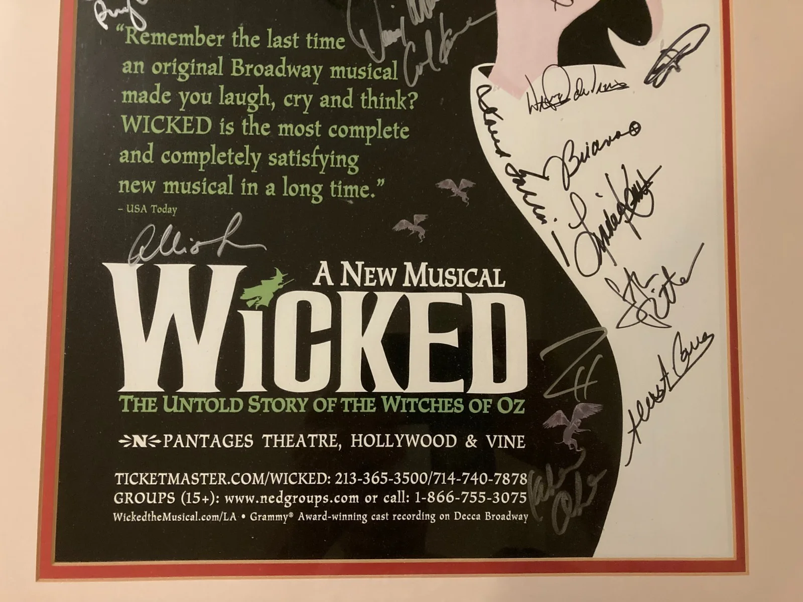 Cast — WICKED Broadway Cast Signed Poster 2008 Pantages Theater, in 23 x 29 inch Frame, image 5