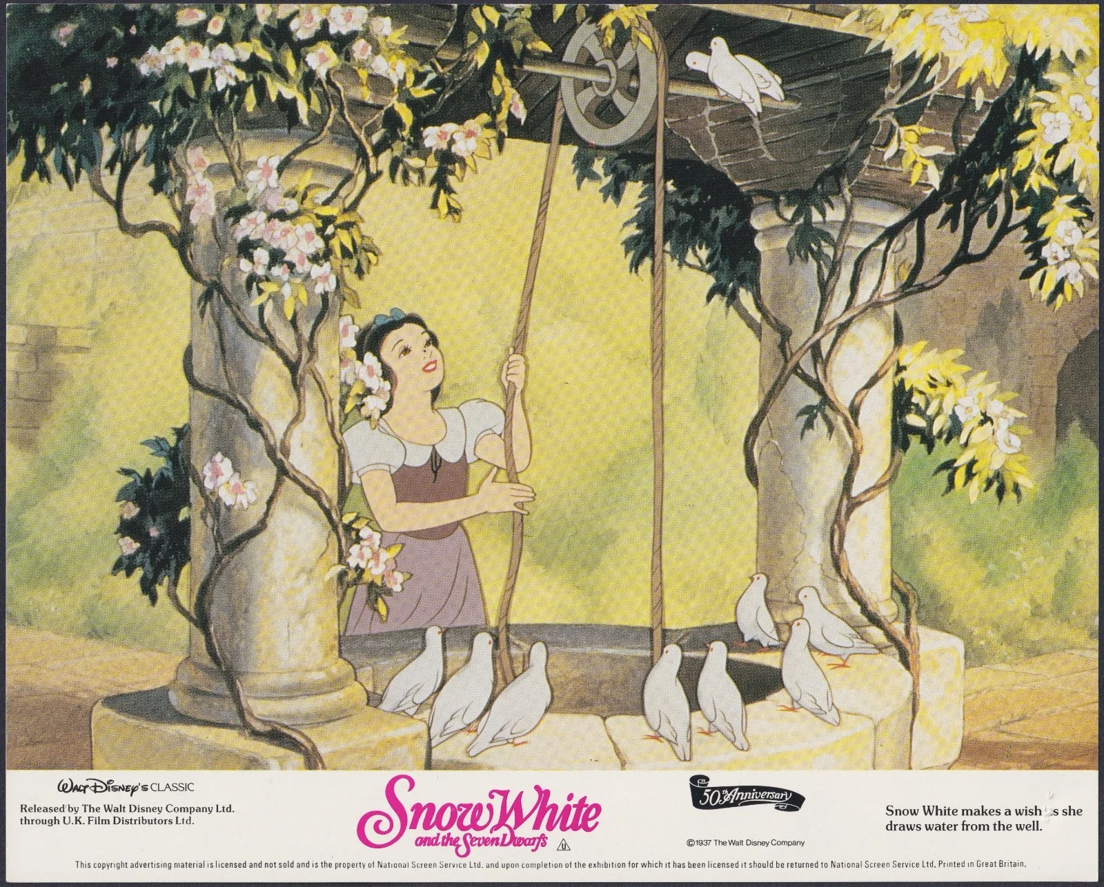 Snow White and the Seven Dwarfs 8x ORIGINAL UK FOH Lobby Cards Walt Disney RR, изображение 3