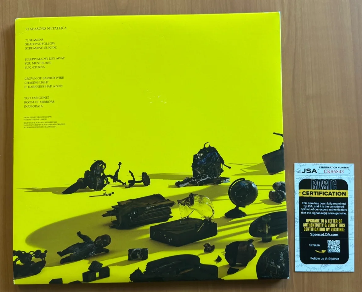 Metallica Signed Autographed Vinyl LP “72 Seasons” JSA COA Kirk Robert Lars, изображение 4