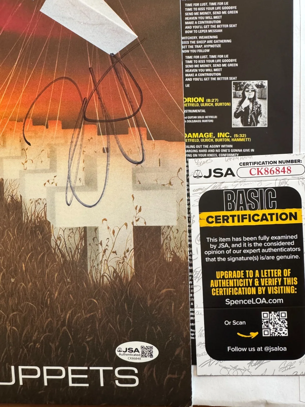 Kirk Hammett Signed Autographed “Master Of Puppets” Vinyl LP Metallica JSA COA, image 2