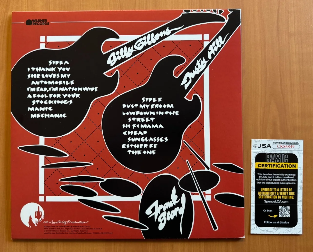 Billy Gibbons ZZ Top Signed Autographed Deguello Album Record Vinyl JSA COA, изображение 4
