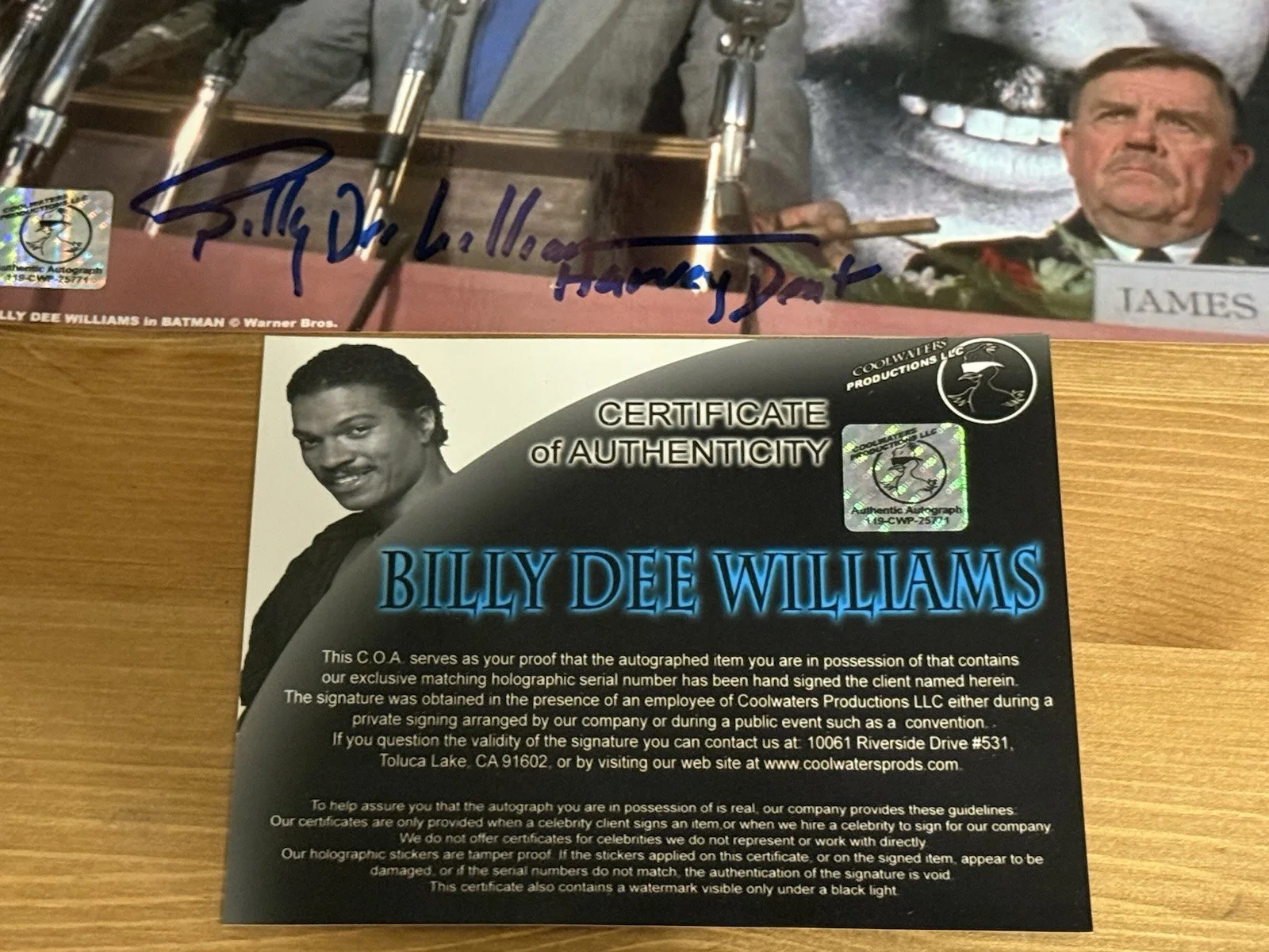Billy Dee Williams Signed 8x10 as Harvey Dent in Batman 1989, image 2