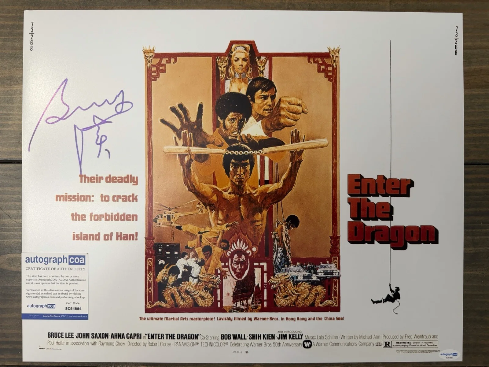 Enter the Dragon Poster Signed by Bolo Yeung – ACOA Authenticated, image 2