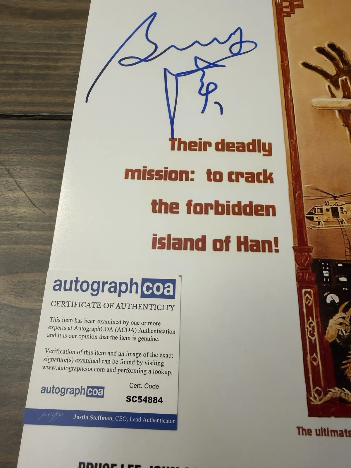 Enter the Dragon Poster Signed by Bolo Yeung – ACOA Authenticated, image 3