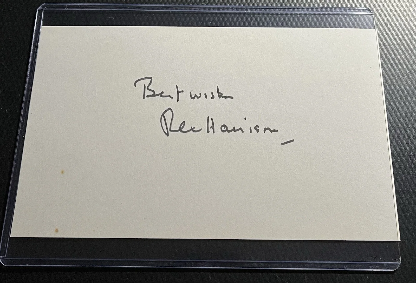 Sir Rex Harrison — Sir Rex Harrison aka Dr. Dolittle Signed 4x7 Index Card w/ COA, Top Loader, image 3