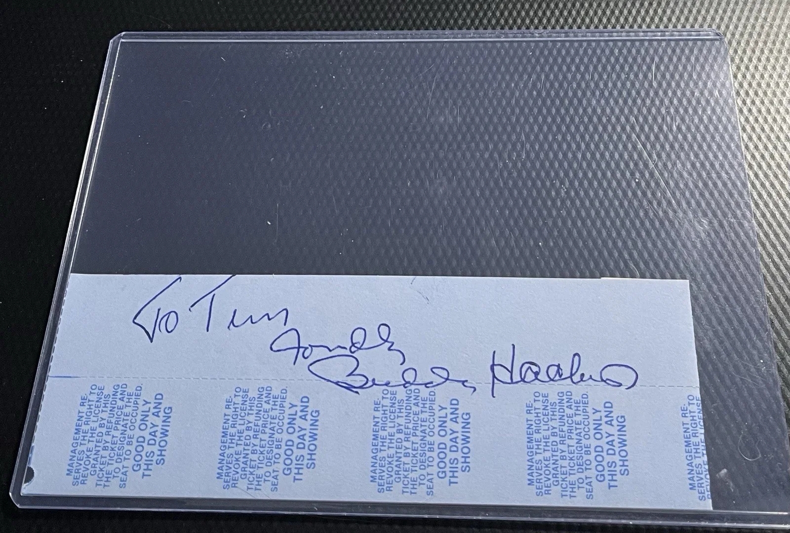 Buddy Hackett — Buddy Hackett Legendary Actor Signed Ticket Stub w/ Top Loader & COA, image 3